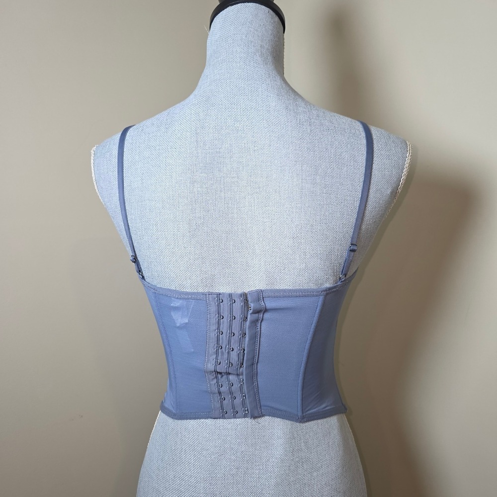 Out From Under Corset Top Blue Lace Adjustable Straps Bustier Women's M - Picture 3 of 4